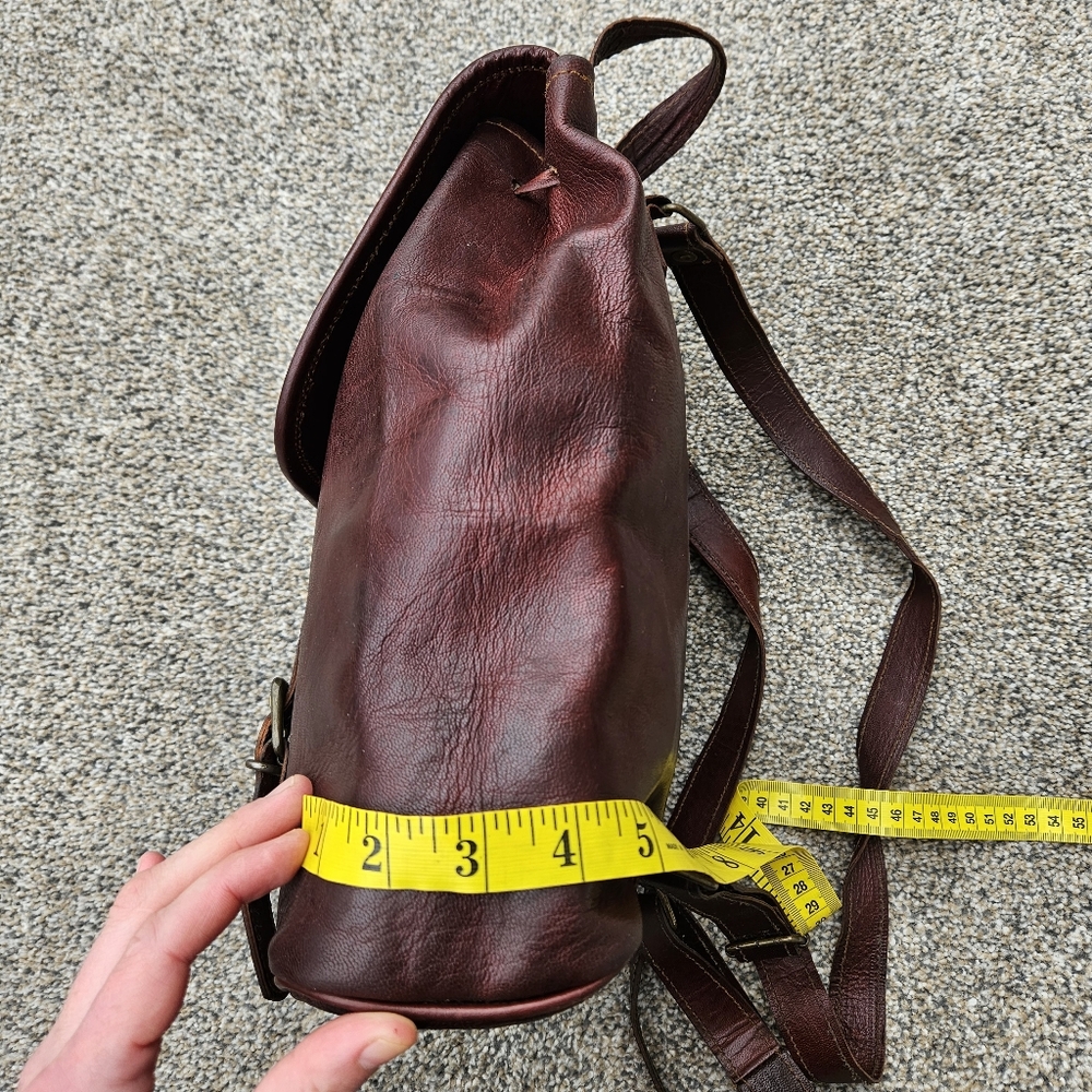Vintage Camel Tooled Leather Brown Backpack India Unique Flap Top Bag Purse - Picture 10 of 16